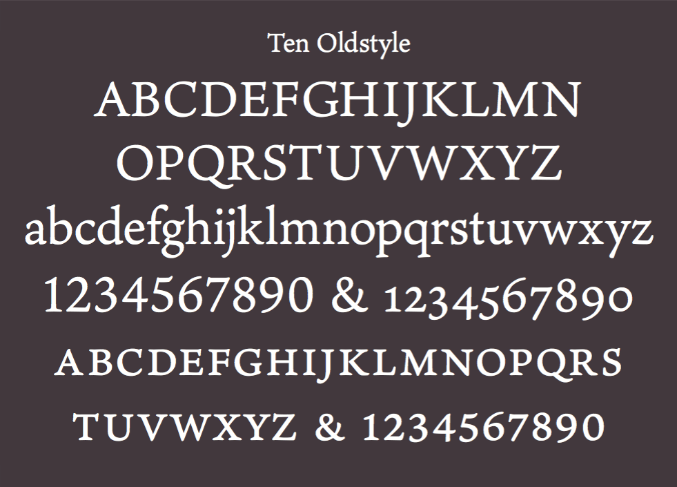 ten-oldstyle-variable font preview - main display