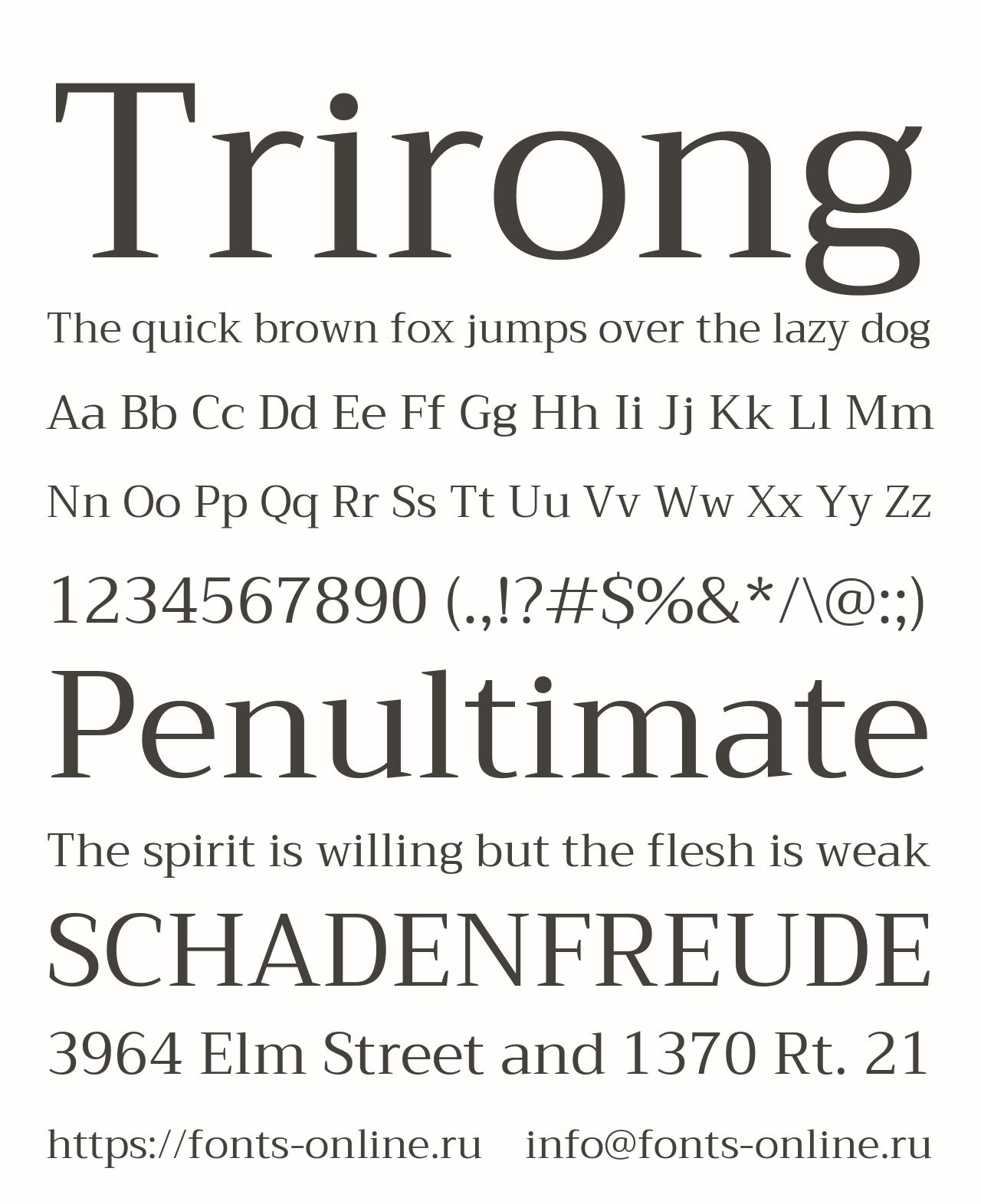 trirong font preview - main display