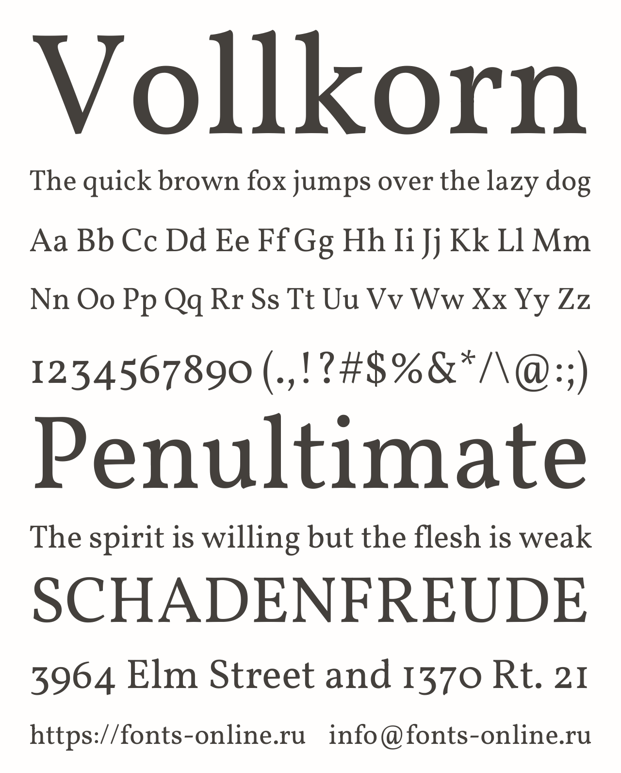 vollkorn font preview - main display