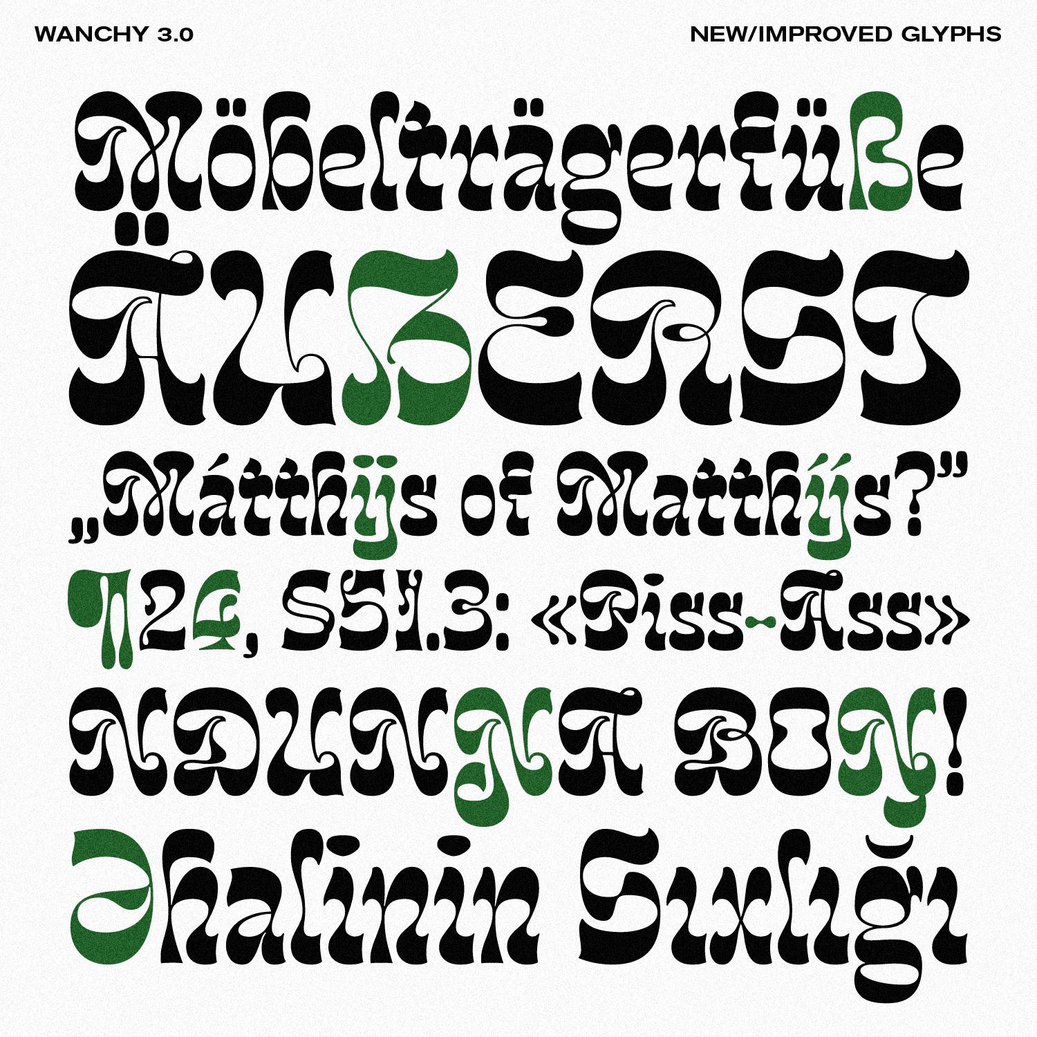 wanchy font preview - main display